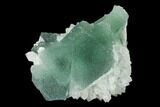 Green, Octahedral Fluorite Crystals on Quartz - China #149289-1